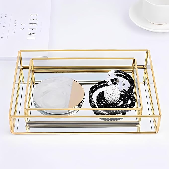 Sooyee Gold Square Mirror Tray, Coffee Table - Image 6
