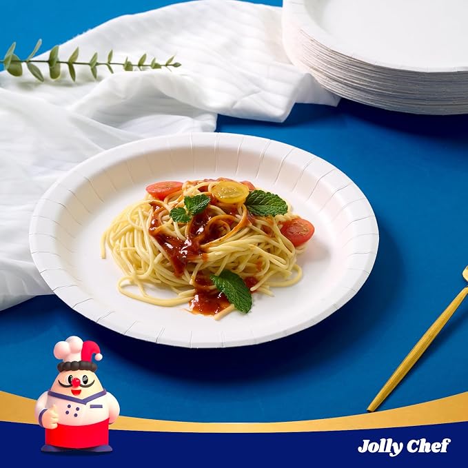 8.37 inch Disposable Paper Plates 140 Count, Heavy Duty Paper Plates - Image 3