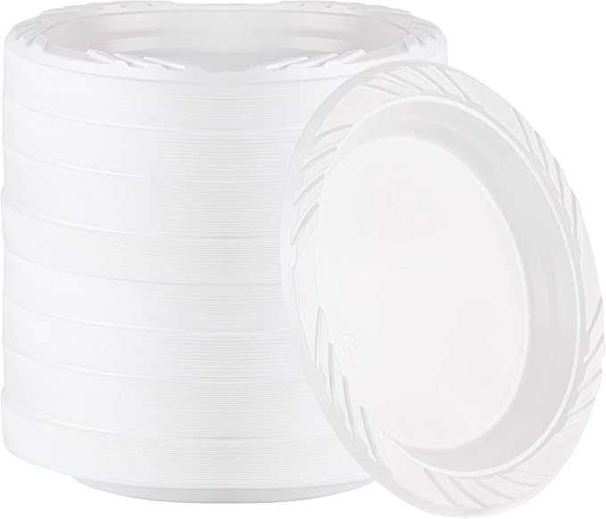 200 Count Disposable 6 Inch White Plastic Dessert Plates by PLASTICPRO