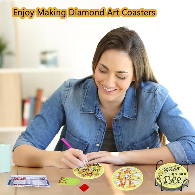 TDOOW Diamond Art Coasters, DIY Bee Diamond Art Kit - Image 3