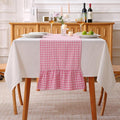 Pink White Plaid Gingham Ruffle Table Runner 72 inches Long 100% Washed Cotton by KMASANIJI