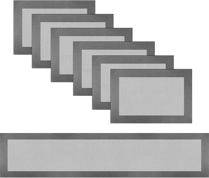 PIGCHCY Modern Elegant Placemats Set of 6 and Table Runner Washable Vinyl by PIGCHCY