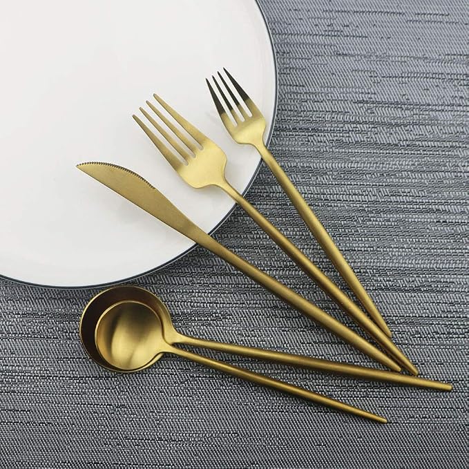 JASHII Luxury Gold Flatware, 5-piece Elegant Cute 18/10 Stainless Steel - Image 4