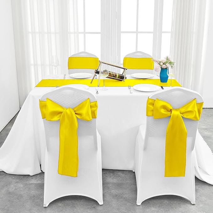 4-Pack Yellow Satin Table Runner 12 x 108 Inch Long Bright and Smooth Silk - Image 7