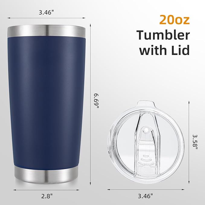 20oz Tumbler Bulk with Lid Stainless Steel Tumblers, 6 Pack | Leak Proof Lid - Image 5