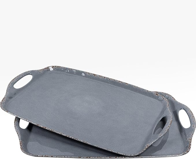 Extra Large Serving Tray with Handles, 19 x12 inch, Melamine Platters - Image 2
