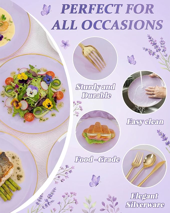 bUCLA 150PCS Purple Plastic Plates - Image 6