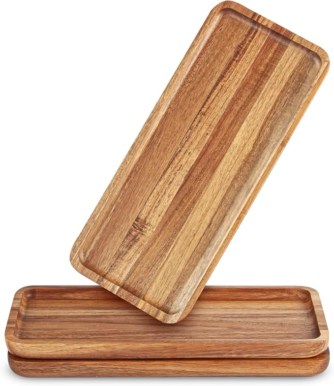 3 Pack Acacia Wood Charcuterie Cheese Trays 14x5.5in | Solid Natural Acacia Wood by Anyvape