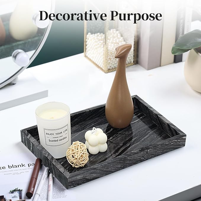 Natural Marble Tray for Bathroom, Genuine Ancient Wood Grain Marble Vanity Tray - Image 3