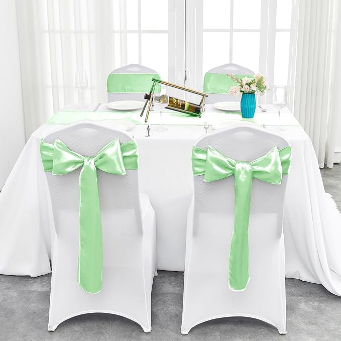 4-Pack Mint Green Satin Table Runner 12 x 108 Inch Long Fuchsia Bright and - Image 5