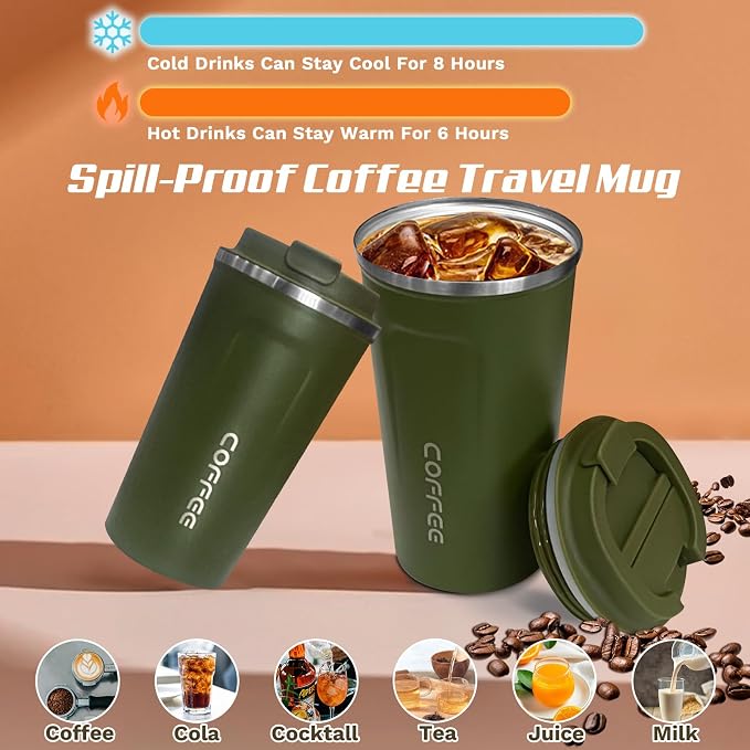 SPLMIFA Travel Coffee Mugs Leak-Proof, Reusable Coffee Cups - Image 2