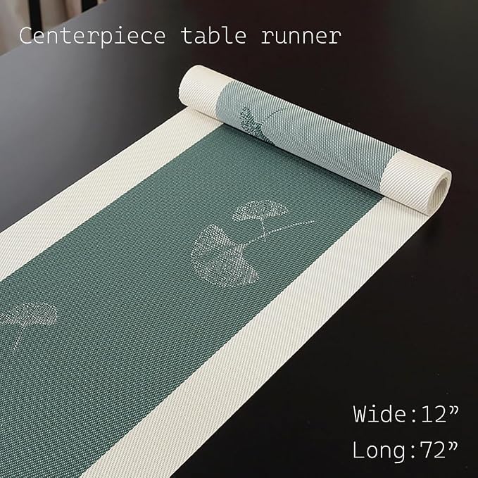 PIGCHCY Elegant Placemats with Matching Table Runner, Washable Durable Plastic - Image 2