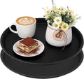 2 Pcs Black Restaurant Serving Trays Bulk Plastic Non Slip Surface Round Drink by Unknown