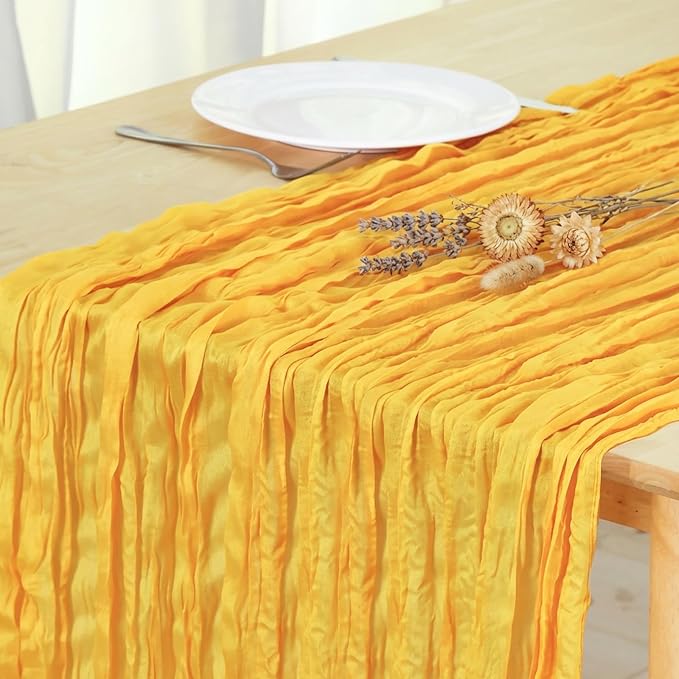 1 Pack Gold Cheesecloth Table Runner 120 Inch Boho Wedding Decor | Cheesecloth by Fixwal