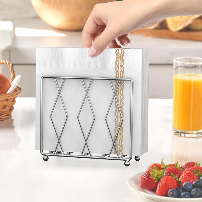 Napkin Holder for Table, Modern Metal Stand for Kitchen Counter | Raised metal - Image 6