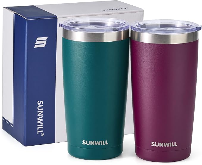 SUNWILL Travel Coffee Mug with Lid, 20 oz Tumbler Set of 2, Insulated Stainless - Image 5