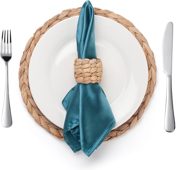 Napkin Rings Set of 12, Handmade Water Hyacinth Boho Napkin Rings, Rustic - Image 6