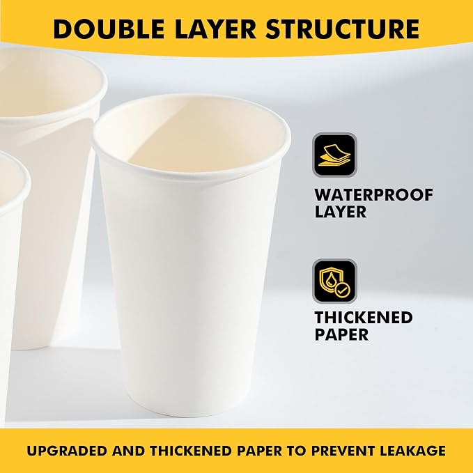 RACETOP 16 oz Coffee Cups, 200 Pack, Disposable Paper Hot Coffee Cup | - Image 5