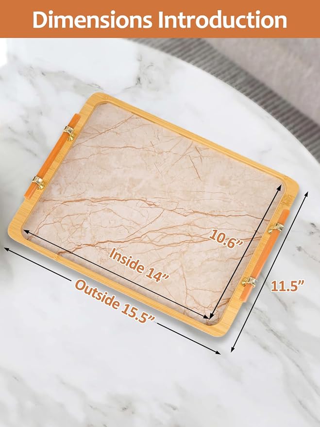 JUPELI 16" x 12" Bamboo Serving Tray - Image 3