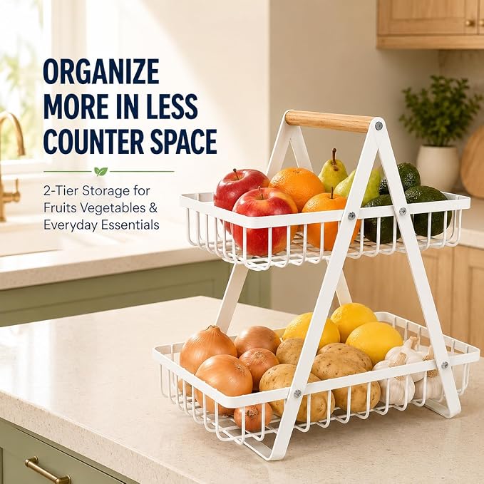 mahueeol 2-Tier Countertop Fruit Basket - Image 2