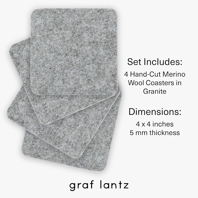 Graf Lantz - Bierfilzl Merino Wool Square Coasters Set of 4 - Granite - Absorbs - Image 4