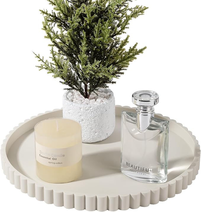 Round Bathroom Tray Perfume Organizer Coffee Table Decor, Heat-Resistant by Heagoale