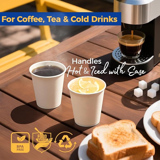 Fit Meal Prep 1000 Pack 10 oz Disposable Paper Coffee Cups, Premium White Hot - Image 4