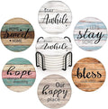 Coasters for Drinks, Ceramic Stone, Wooden | Planks Wood Paint Absorbent Round by Britimes