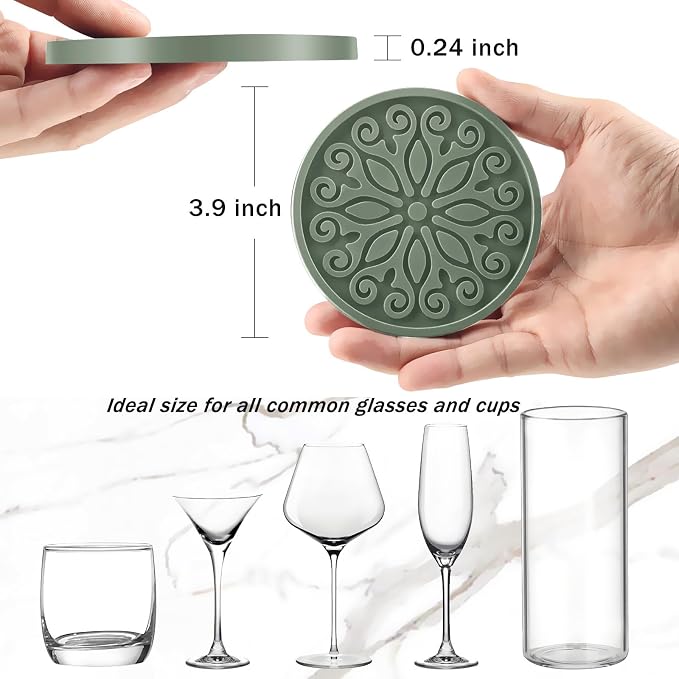 Coasters for Drinks, Resistant Reusable Silicone Coasters - Image 3