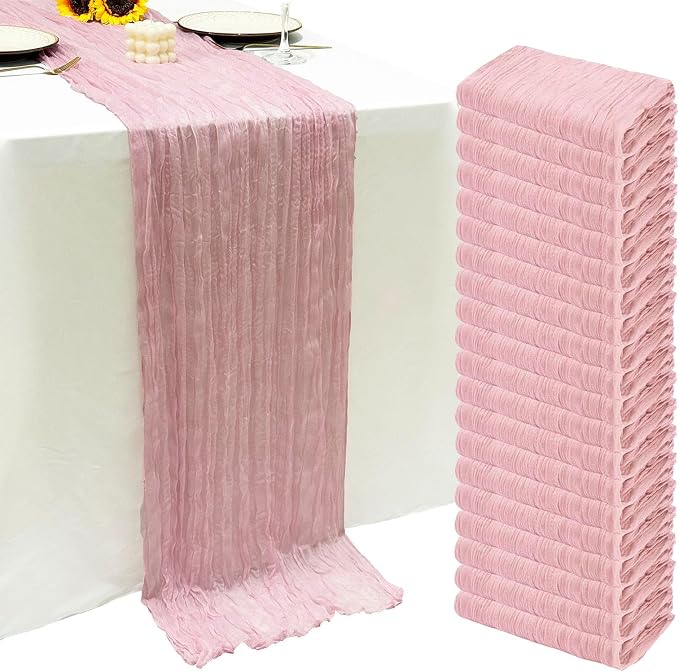 20Pack Light Pink Cheesecloth Table Runner 20x120inch Gauze Table Runners | by Seveups