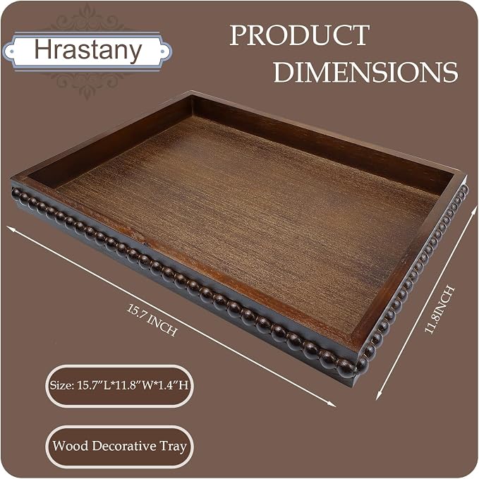 Hrastany Wood Decorative Tray, Distressed Outdoor Serving Tray - Image 2