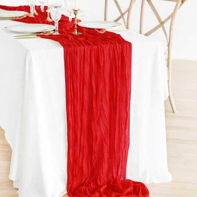 6Pack Red Cheesecloth Table Runner 20 x 120 inch Gauze Table Runner | Red - Image 2
