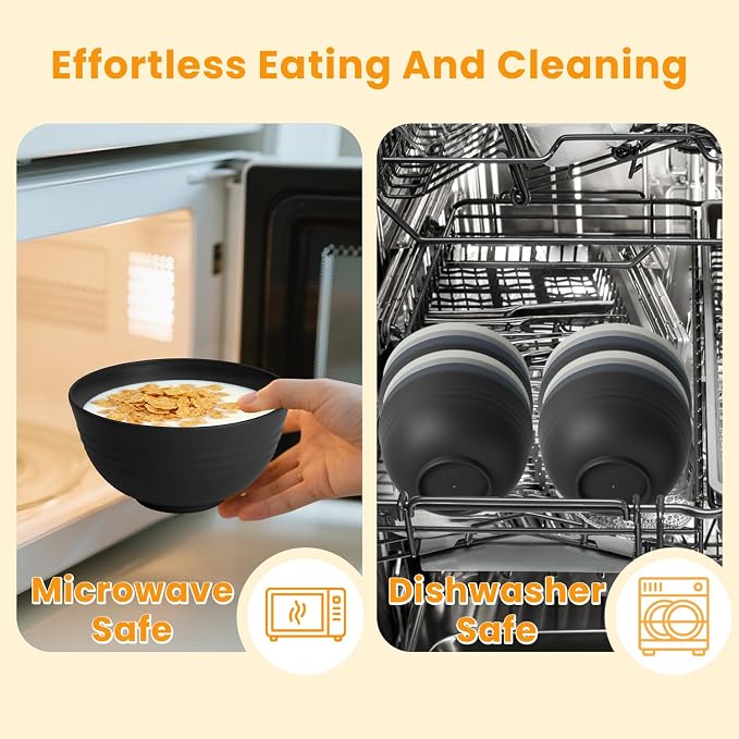 Cereal Bowl Set, Wheat Straw Fiber Unbreakable Lightweight Bowls Set - Image 6