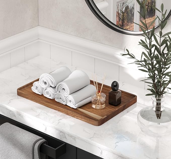 VERTORGAN Acacia Wood Serving Tray, 15.8x9.8 Inch Trays, Home Decor | Coffee - Image 5