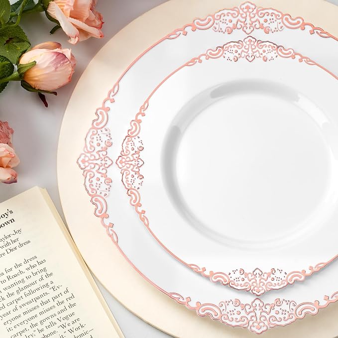 Bestluck 350PCS Rose Gold Disposable Dinnerware - Image 3