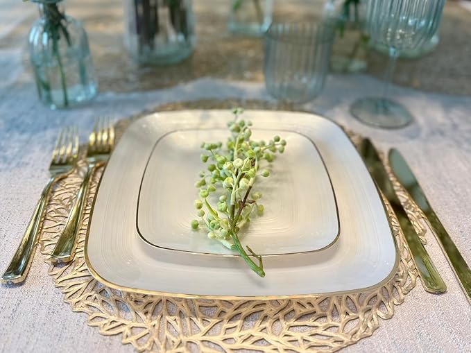 " OCCASIONS " 200pcs set-Wedding Party Disposable Plastic Plate Set -25 x 10'' - Image 8