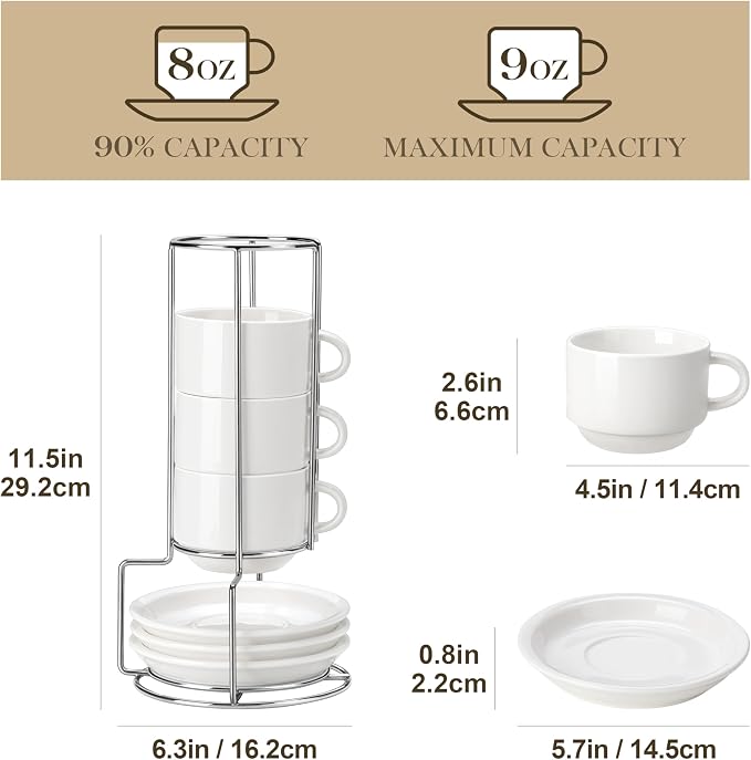 MALACASA 8 OZ Porcelain Espresso Cups - Image 2
