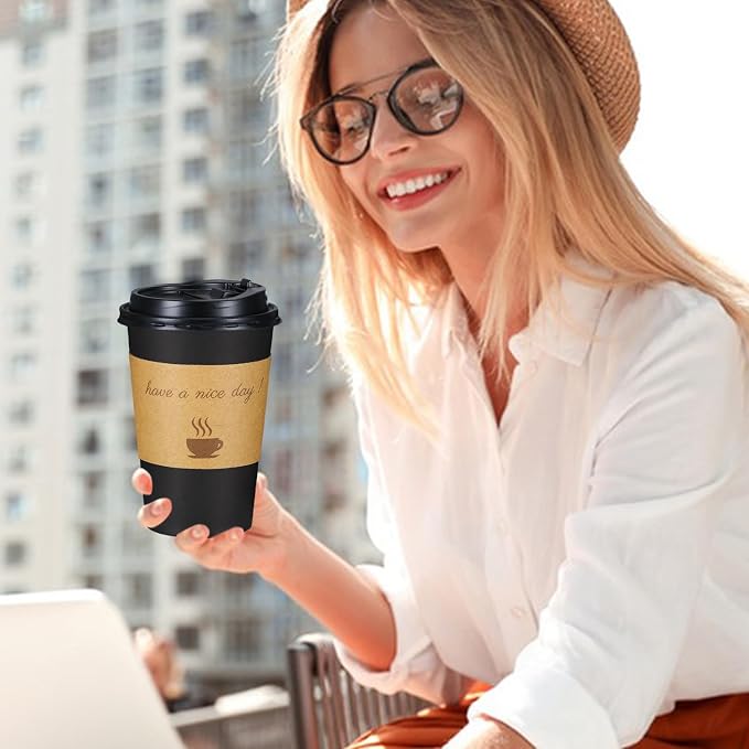 Lamosi 100 Pack 16 oz Coffee Cups, Disposable To Go Paper Cups - Image 3