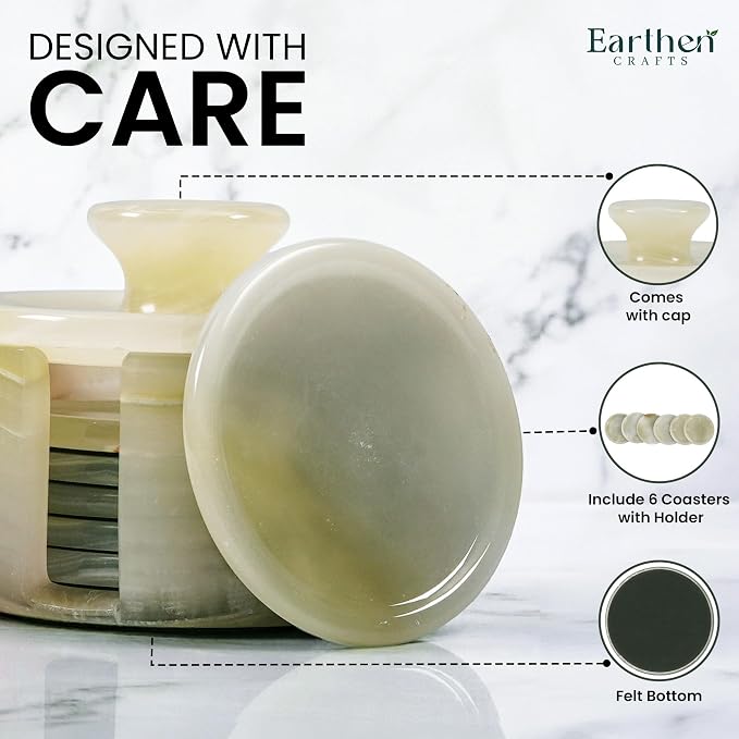 Cream Onyx Marble Coasters Set of 6 - Image 6