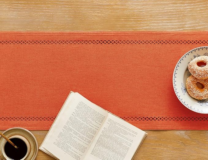 Orange Burlap Table Runner, Fall Table Runners 60 inches Long | Double Layer - Image 6