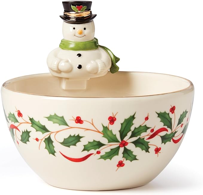Lenox Holiday Snowman Christmas Candy Bowl | porcelain, dishwasher safe | 5.25 by Lenox