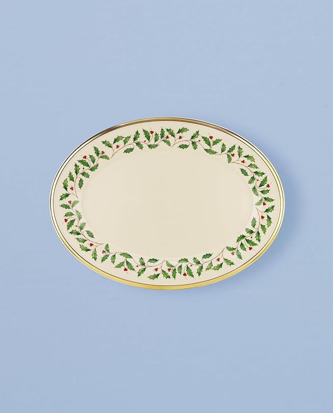 Lenox Holiday Oval 13-Inch Porcelain Christmas Serving Platter | dishwasher - Image 3