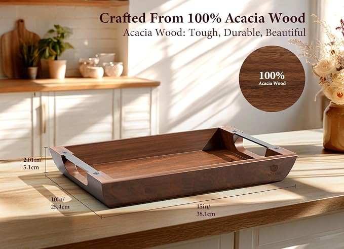 Acacia Wood Serving Tray, 15×10in Tray - Image 3