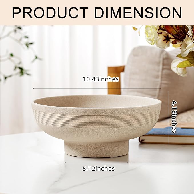 Large Decorative Fruit Bowl, 10.43" Modern Snack Candy Bowl Beige | Sandstone - Image 3