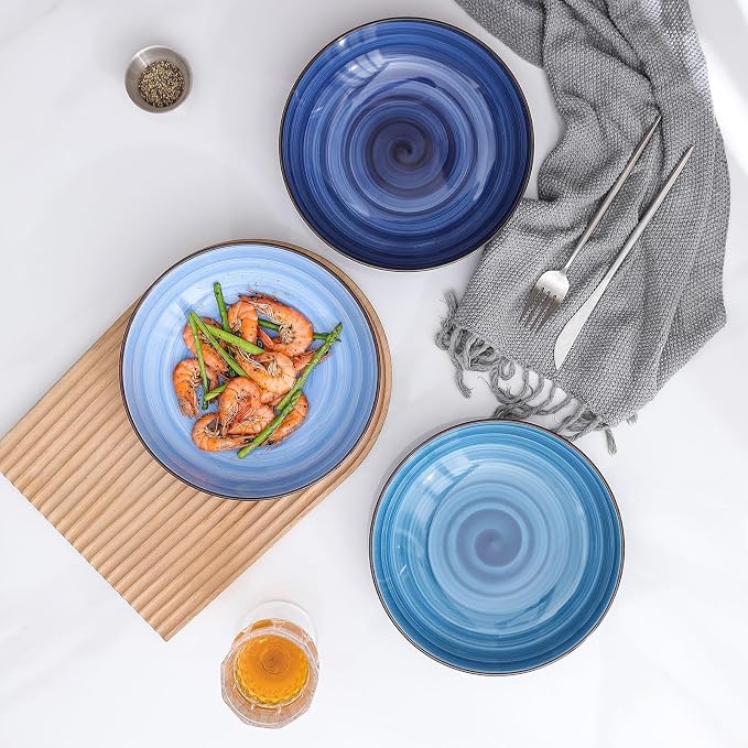 Selamica Ceramic Pasta Bowls Set 34 OZ, Large Salad Bowl 8.6 Inch Deep Plates - Image 3