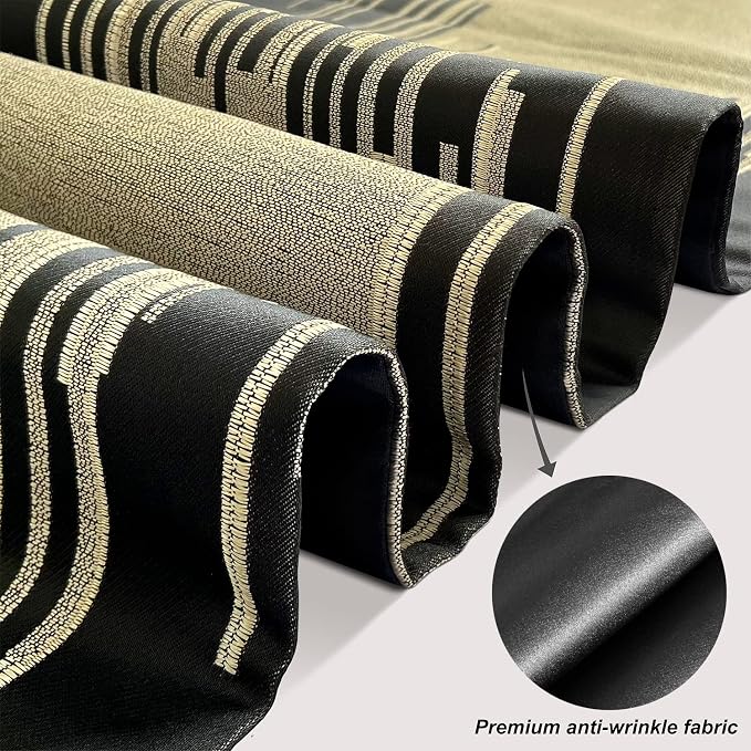 Luxury Modern Black Table Runner, Abstract Geometric, Fancy Tassels | Table - Image 2