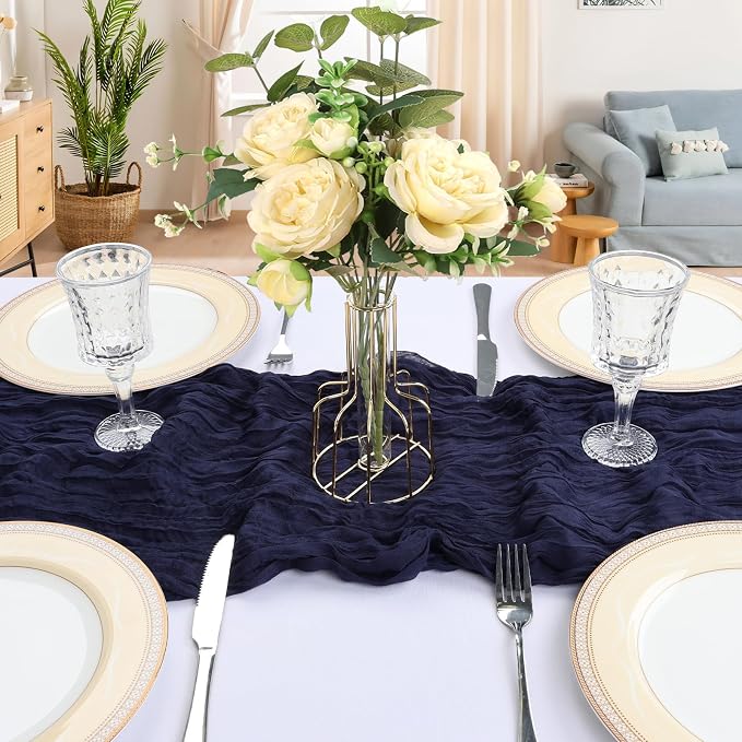 12 Pack 10Ft Navy Blue Cheesecloth Table Runner 23 x 120 Inch | Gauze Rustic - Image 4