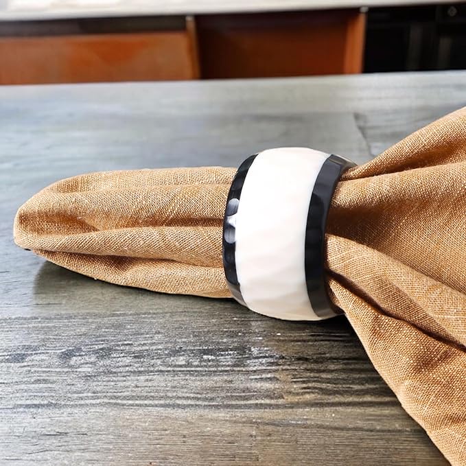 Black White Epoxy Resin Napkin Rings Set of 12 | Premium epoxy resin, - Image 9