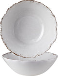 Rustic Melamine Serving Bowls, 12 inch Larger Salad Bowl Set, Farmhouse White by ZAROCRUS