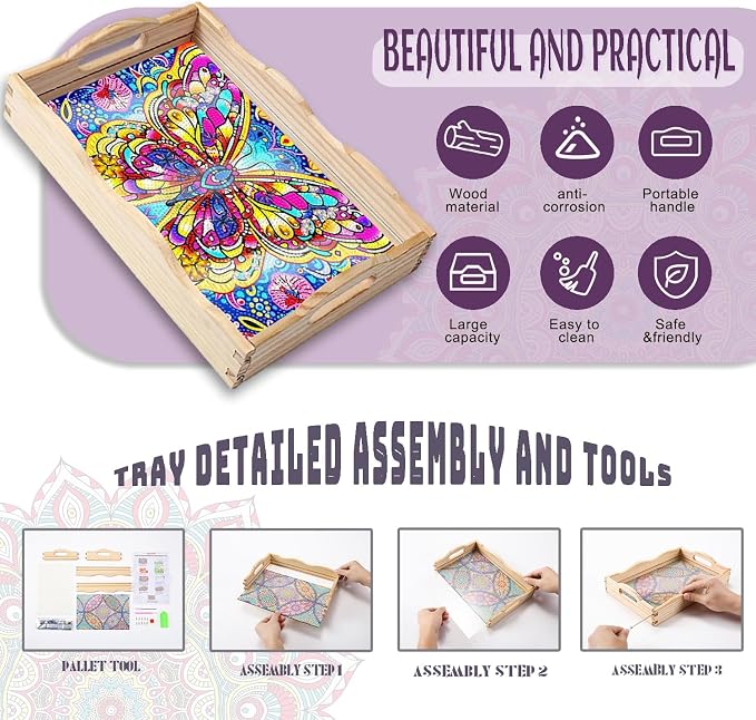 EWJRNSF Diamond Art Kits for Adults Wooden Serving Trays - Image 3